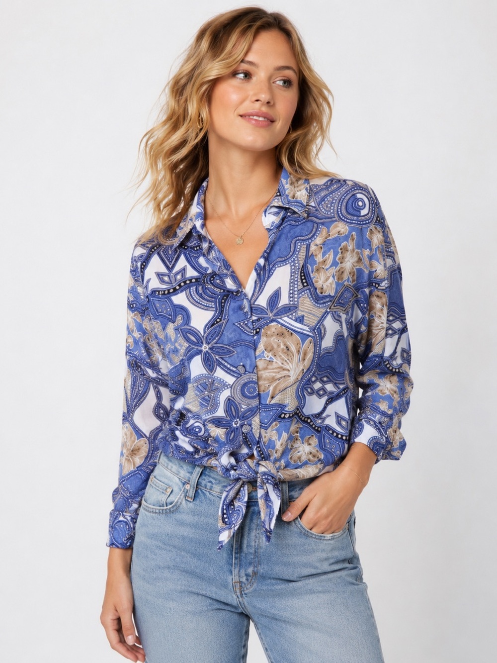 Vintage KRAZY KAT Mixed Print Rayon Button Down Shirt - Small